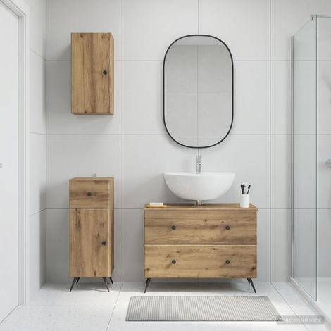 vidaXL 3 Piece Bathroom Cabinet Set BREDA Artisan Oak Engineered Wood (1/5)