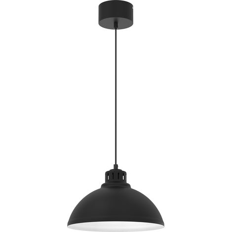 Suspension Luminex Sven noire Ø30 E27 intérieur blanc