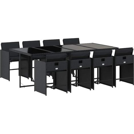 Maison Exclusive - Set de comedor de jardín 9 pzas y cojines ratá (1/5)