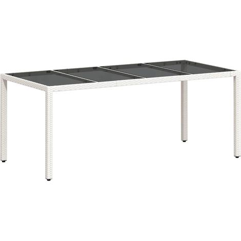 Maison Exclusive - Tavolo Giardino Piano in Vetro Bianco 190x90x75 cm Polyrattan