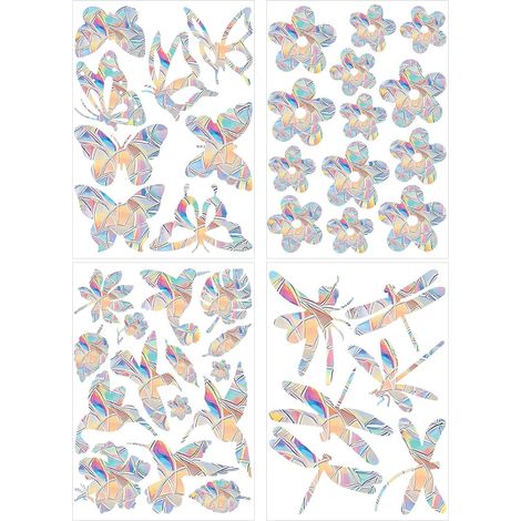 42 Stück prismatische Fensteraufkleber, Anti-Vogel-Kollisions-Aufkleber, Anti-Vogel-Fall-Aufkleber, Regenbogen-Fensterfolie, Anti-Kollisions-Fensteraufkleber, verhindern, dass Vögel dagegen stoßen (1/5)