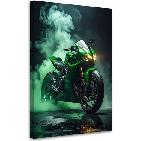 Cuadro sobre Lienzo, Motocicleta verde, 20x30 (1/5)