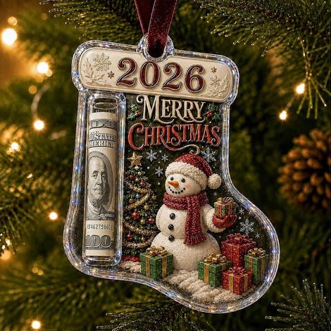 Décoration de Noël 2026 : pince à billets en forme de chaussette, porte-billets en acrylique transparent avec fente pour billets roulés, cadeau de Noël à suspendre pour offrir de l'argent pendant les (1/5)