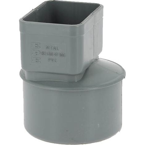 Adequa – Raccord pour gouttière en PVC Ø100 – Manchon cylindrique à rectangulaire 82x56mm – Couleur gris – Pour tube alu