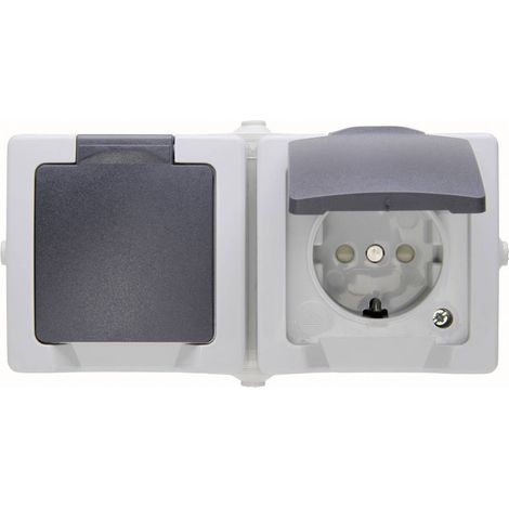 Kopp 137056002 Interruttore per ambienti umidi Presa schuko con coperchio ribaltabile Nautic Grigio 1 pz. (1/3)