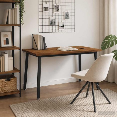 vidaXL 140 x 80 x 75 cm Madera de Acacia Sólida Natural y negro (1/5)