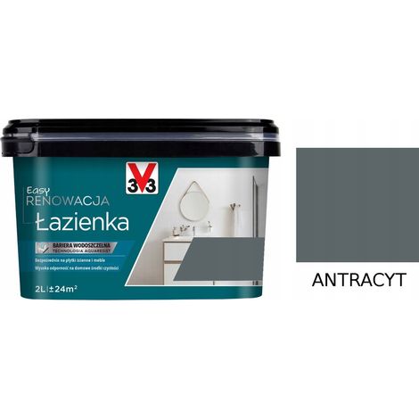 Pintura acrílica V33 para azulejos y muebles, 2 litros, antracita satinado, 1 unidad. (1/2)