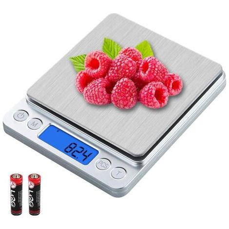 BUNTHAUS Balance de cuisine numérique,0.01g Échelle de Gram,Cuisine alimentaire Poids Grammes et OZ avec Écran LCD,Balance à café digitale pour bijoux avec ,arrêt auto,tare,Acier inox (1/5)