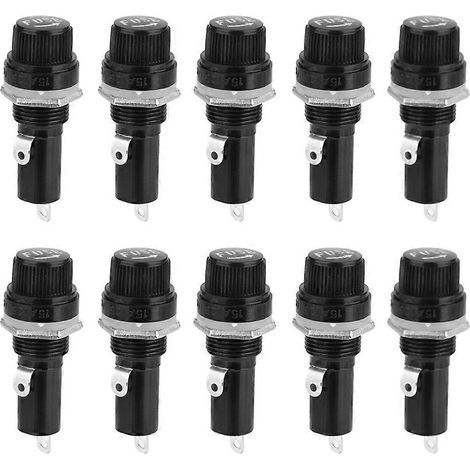 10 Stück 630 Schwarze Flachrohr-Sicherungshalter mit Schraubkappe, 10 A, 250 V
