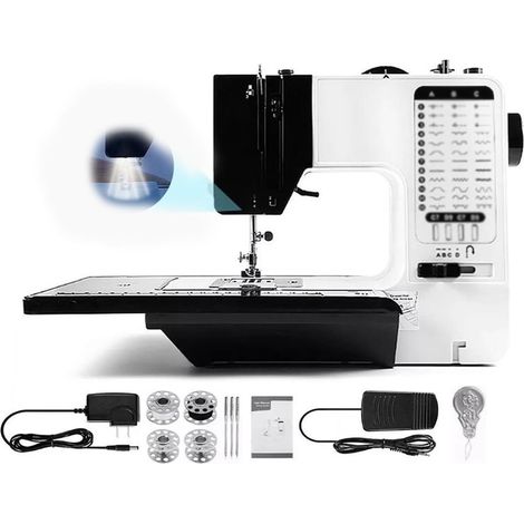 Machine a Coudre Debutant,Machine a Broder,Portable Automatique avec 38 Points Intégrés pour Débutants et Professionnels,avec Table D'extension pour les Débutants et Les Amateurs de Bricolage
