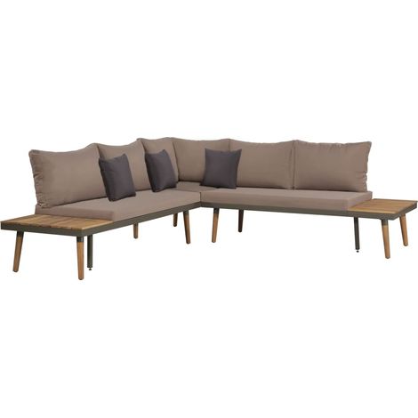 Salon de jardin 4pcs Mobilier de jardin et coussins Bois d'acacia solide Marron (1/5)