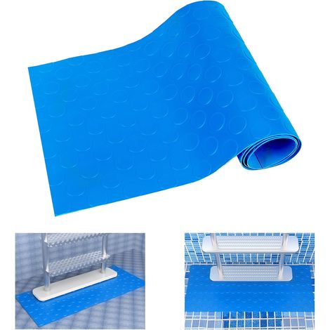 Alfombrilla antideslizante para escaleras de piscina, alfombrilla antideslizante para piscina, alfombrilla antideslizante para escalones de piscina, estampado de botones redondos azules, 23 × 60 cm. (1/5)