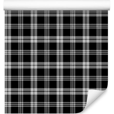 Carta da parati a scacchi bianchi e neri, grigio, grafite e nero, 50x1000 cm (1/5)