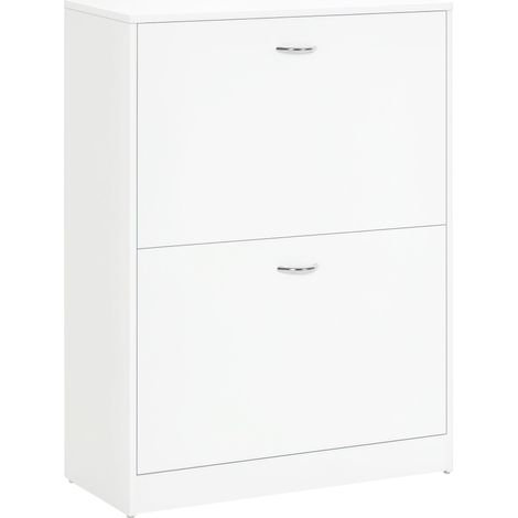 Scarpiere da ingresso 60 x 24 x 80 cm spazio ottimizzato ante a ribalta moderno in truciolare bianco 210001725