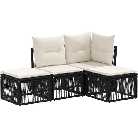 Gartensofa-set 4 pcs Schwarz Poly-Rattan vidaXL