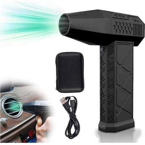 Dépoussiéreur électrique à air comprimé 130 000 tr/min, ventilateur turbo à vitesse réglable, batterie rechargeable intégrée 2 x 1 300 mAh, souffleur à jet sec portable sans fil avec buse d'aspiratio, (1/4)