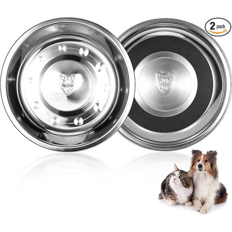 Cat Bowls Stainless Steel Non-Slip Cat Bowls Wheat Straw Bowl for Kittens and Cats with Short Legs (1/5)