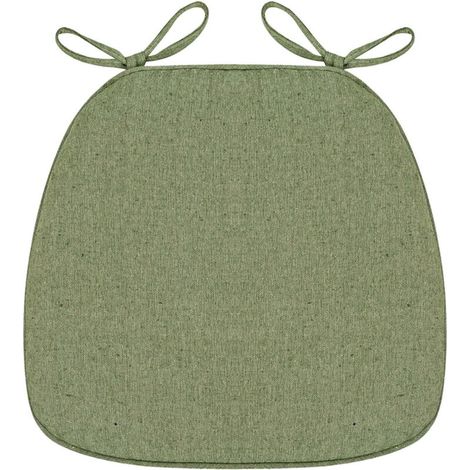 Coussin de chaise avec attaches 40 x 33 x 5 cm, antidérapant, garnissage en mousse haute densité, housse amovible, vert (1/4)