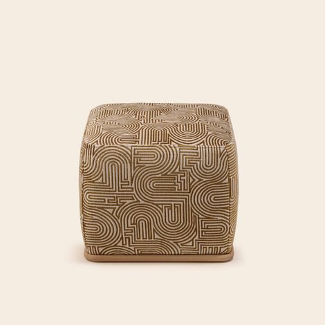 Pouf en Bois et jacquard Klark ARNEL