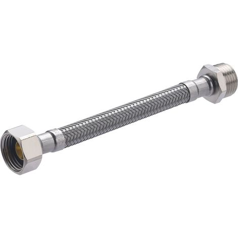 Flexible de Acero Inox MH  QUICK PLOMBERIE - Macho Hembra 1/2 paso interior de 8mm Longitud 150mm
