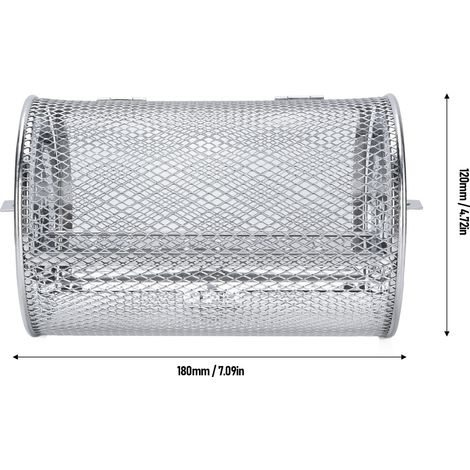 Ortviai Cage de grillage rotatif en acier inoxydable 304, 120 x 180 mm, pour cacahuètes, café, noix – lavable au lave-vaisselle (1/4)
