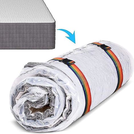Sac de rangement sous vide pour couette et matelas 130x240 cm, avec 2 sangles noires, housse imperméable compressée (1/4)