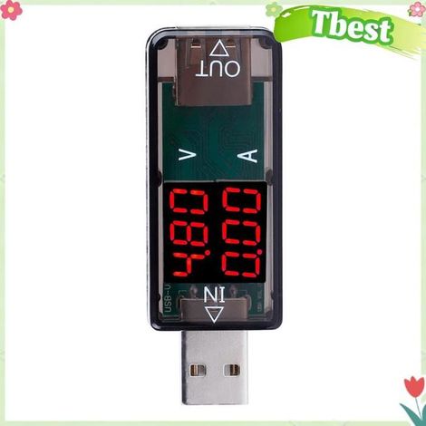 Tbest compteur USB Voltmètre Ampèremètre Ampèremètre Multimètre Chargeur Testeur USB (bleu) outillage terre Bleu Noire (1/5)