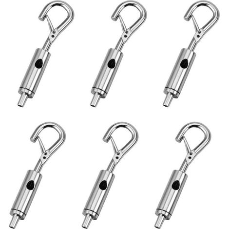 Lot de 6 crochets réglables en acier avec corde en fil de fer, tendeur à crochet et œillet portable, crochet réglable avec verrou pour câble en acier inoxydable de 1-1,5 mm (1/5)