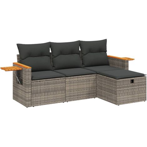 Maison Exclusive - 4-tlg. Garten-Sofagarnitur mit Kissen Grau Pol