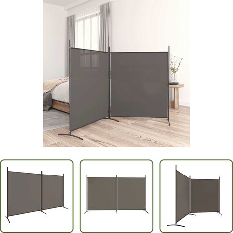 Séparation chambre - Cloison de séparation 2 panneaux Anthracite 348x180 cm Tissu (1/5)