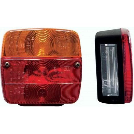 Éclairage Remorque - 4 Fonctions Recul Clignotant Stop Plaque - Rouge - 105 x 105 mm (1/2)