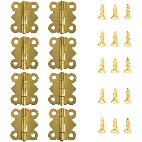 Charnière pour meuble,50 Pièces Charnières Mini Papillon Charnières Laiton Rétro avec 200 pièces Vis de remplacement (20x 17mm) (1/4)