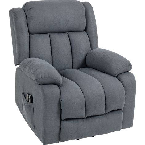 Power Lift Recliner Chair Vibration Massage, Lift Chair for Elderly Footrest, Remote, Side Pocket, Grey (1/5)