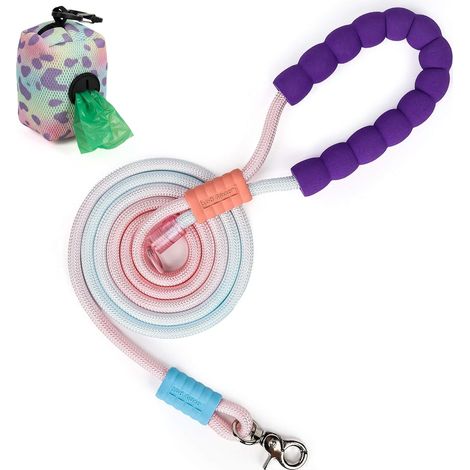 Lasso Dog Lead Large Breed 2 m, 360° Rotation Anti-Knot, Pink Blue (1/5)