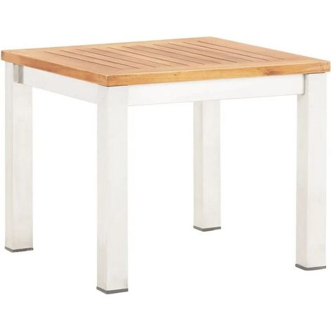 Table d'appoint de jardin acacia massif clair et métal Piriz (1/3)