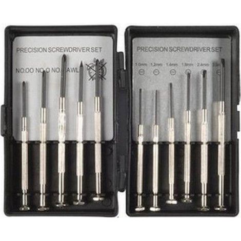 TrAdE Shop Traesio - Set 11 Cacciaviti Di Precisione Con Custodia Per Fai Da Te Bricolage Riparazioni - (1/2)