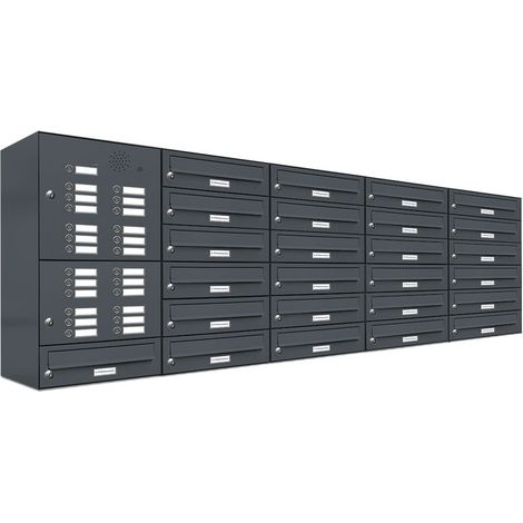 25er Briefkasten Anlage Aufputz - Wandmontage RAL 7016 Anthrazit Klingel (1/5)