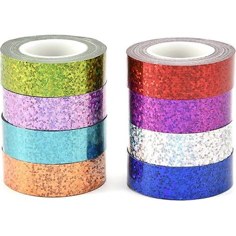 Set mit 8 Regenbogen-Abdeckbändern für die Dekoration von Zuhause und Büro. Stark haftend, 8 leuchtende Farben, leicht abreißbar. Klebstofffrei. (1/5)