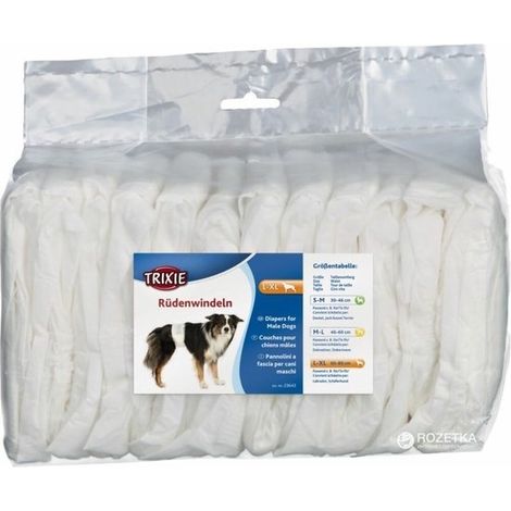 Couches pour chien mâles Désignation : Couche L-XL (1 paquet) Taille : 60 à 80 cm Trixie 23643
