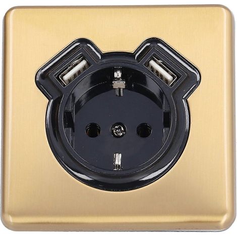 Europäische Retro-Bronze-Wandsteckdose, flammhemmend, mit zwei USB-Anschlüssen für Schlafzimmer und Küche