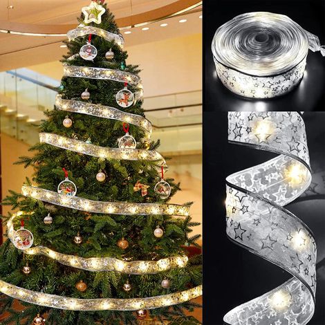 5M Guirlandes pour Nouvel an Fête Mariage Déco 50 LEDs Lumière, Decoration Sapin Noel, LED Lumières de Ruban de Sapin de Noël Lumineuses ， Argent . (1/5)