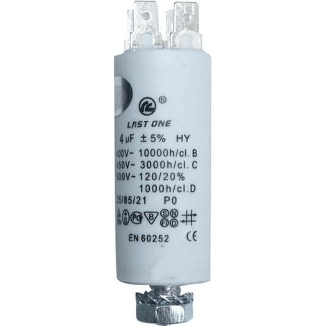 CONDENSATEUR PERMANENT 4 MF 450V POUR LAVE LINGE DUCATI - 9010424 (1/2)