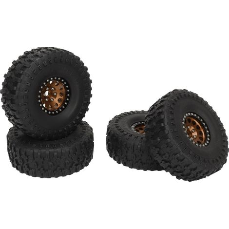 pneus en caoutchouc de 1,9 pouce pour crawler RC, jantes en alliage d'aluminium à 12 trous, moyeux de rechange pour SCX10 1/10 en cuivre (1/5)