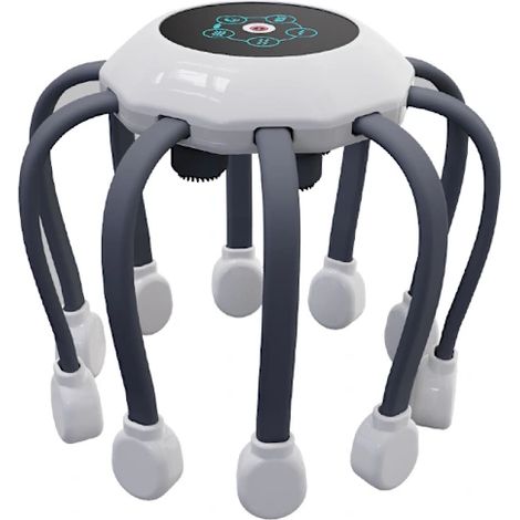 Masseur de cuir chevelu électrique, masseur de tête, 10 points de massage, 5 modes, masseur de tête portable sans fil pour soulager le stress, la relaxation et les tensions. Blanc...-AquaForge (1/5)
