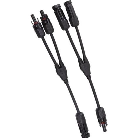 Black Solar Y Branch Connectors, 2PCS 1 to 2 Solar PV Splitter Parallel Adapter Cable Wire Socket 1000V DC (1/5)