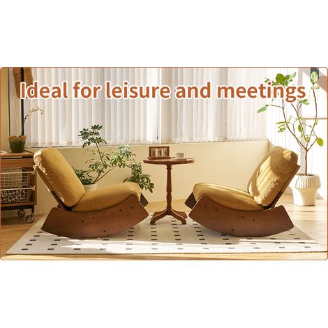 Lot de 2 fauteuils à bascule rembourrés avec cadre en bois massif et revêtement confortable pour chambre salon et chambre d'enfant (1/5)