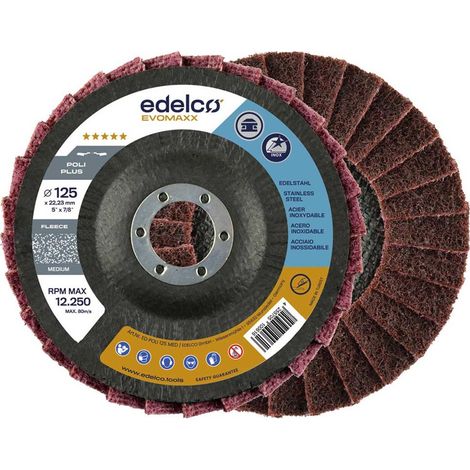 Disque à fibres à grain moyen EDELCO Poli Plus 2, 125 mm de diamètre.