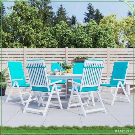 361273 Coussins de chaise à dossier haut lot de 6 turquoise tissu (1/5)
