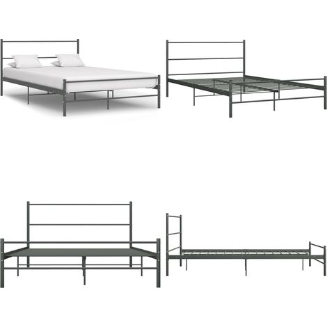 Cadre de lit avec tête de lit sans matelas gris 160x200cm métal - Cadre De Lit - Lit Double - Lit Metal - Lit Design - Literie - Home & Living (1/5)