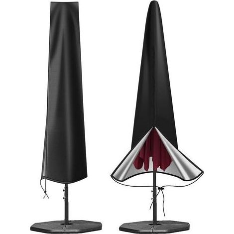 Housse de Parasol Protection - Imperméable Housses pour Parasols de Jardin Robuste - Anti-UV Bache Parasol Droit avec Fermeture Éclair Patio Protege pour Parasol de 200 à 300 cm (1/4)